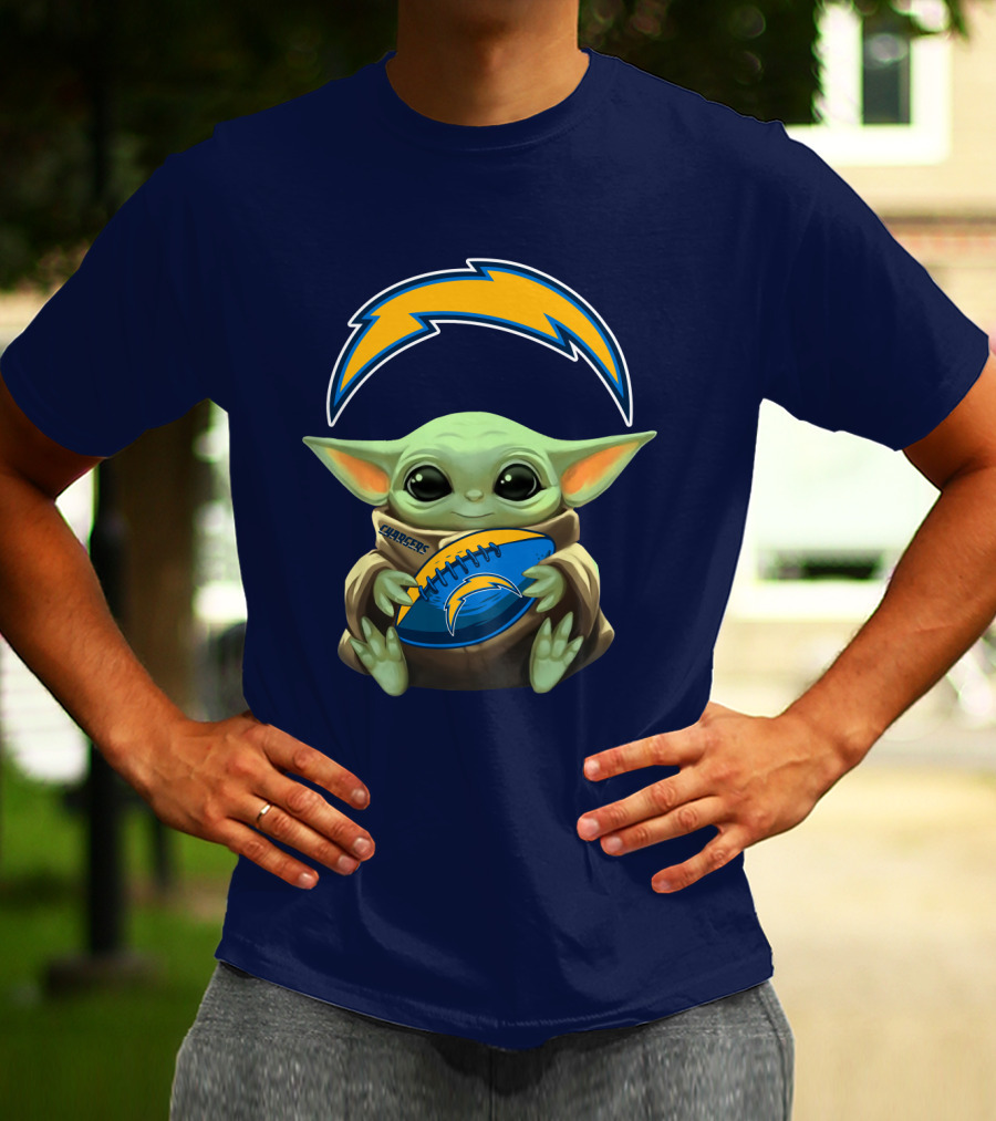 Los Angeles Chargers Baby Yoda Football T-Shirt