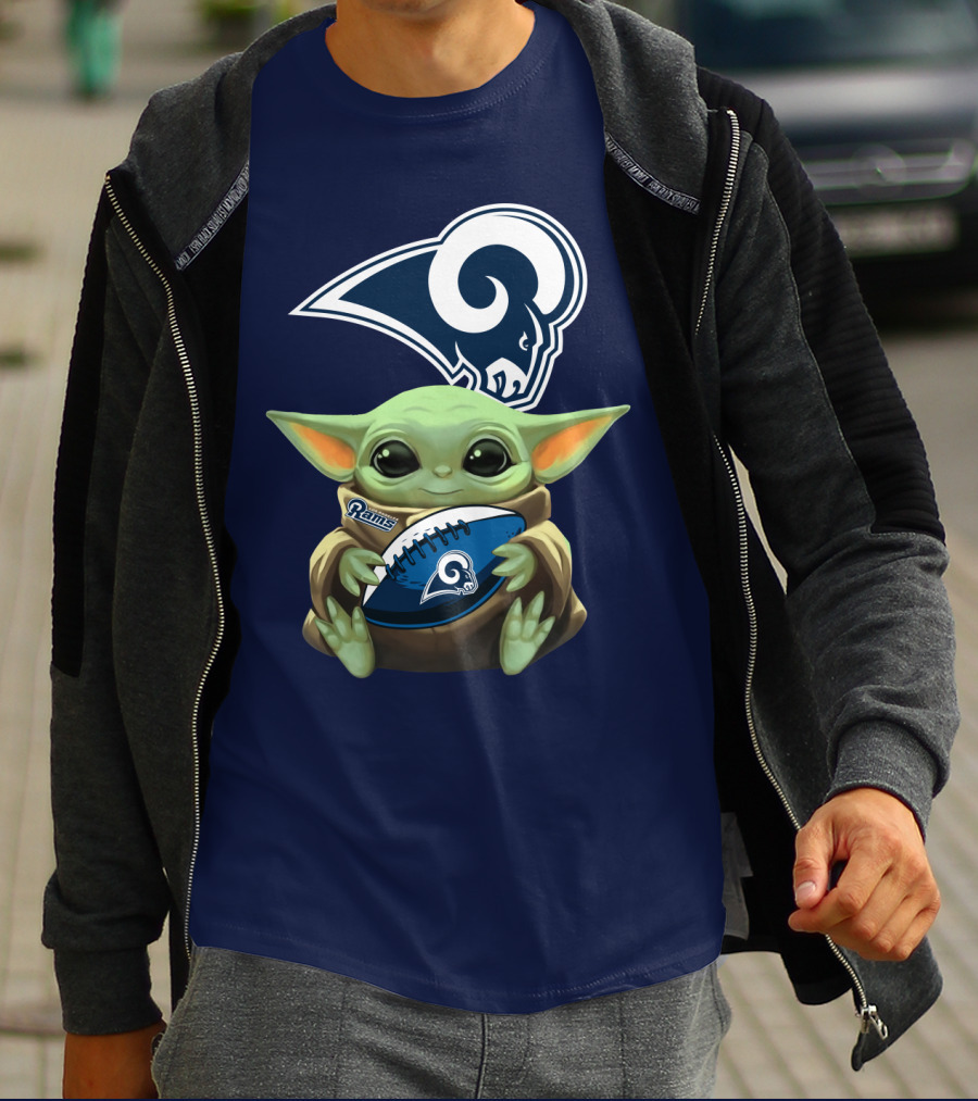 Baby Football Holding Rams T-Shirt