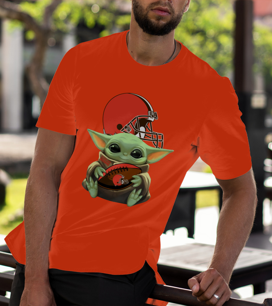 Cleveland Browns Football Baby Yoda T-Shirt