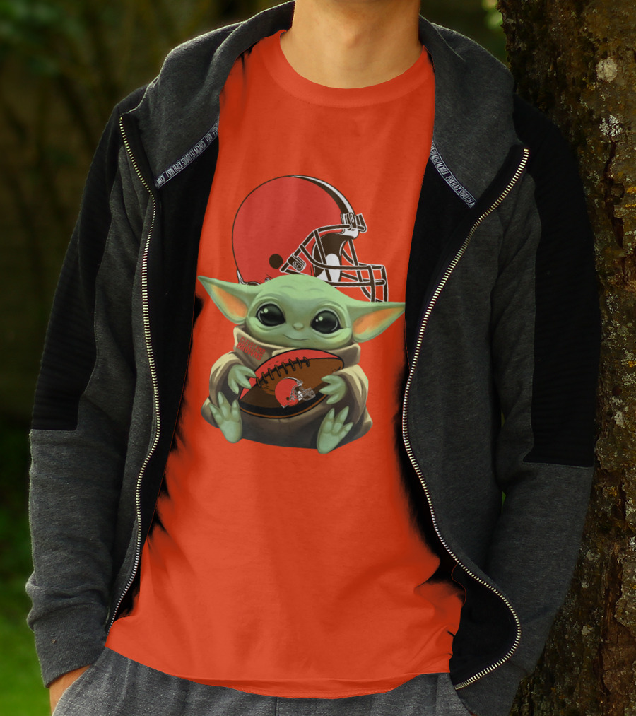Cleveland Browns Football Baby Yoda T-Shirt