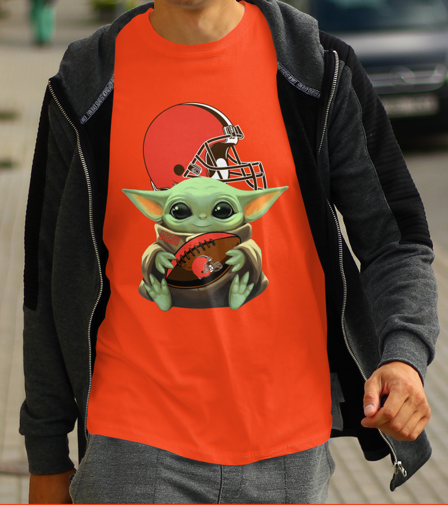 Cleveland Browns Football Baby Yoda T-Shirt
