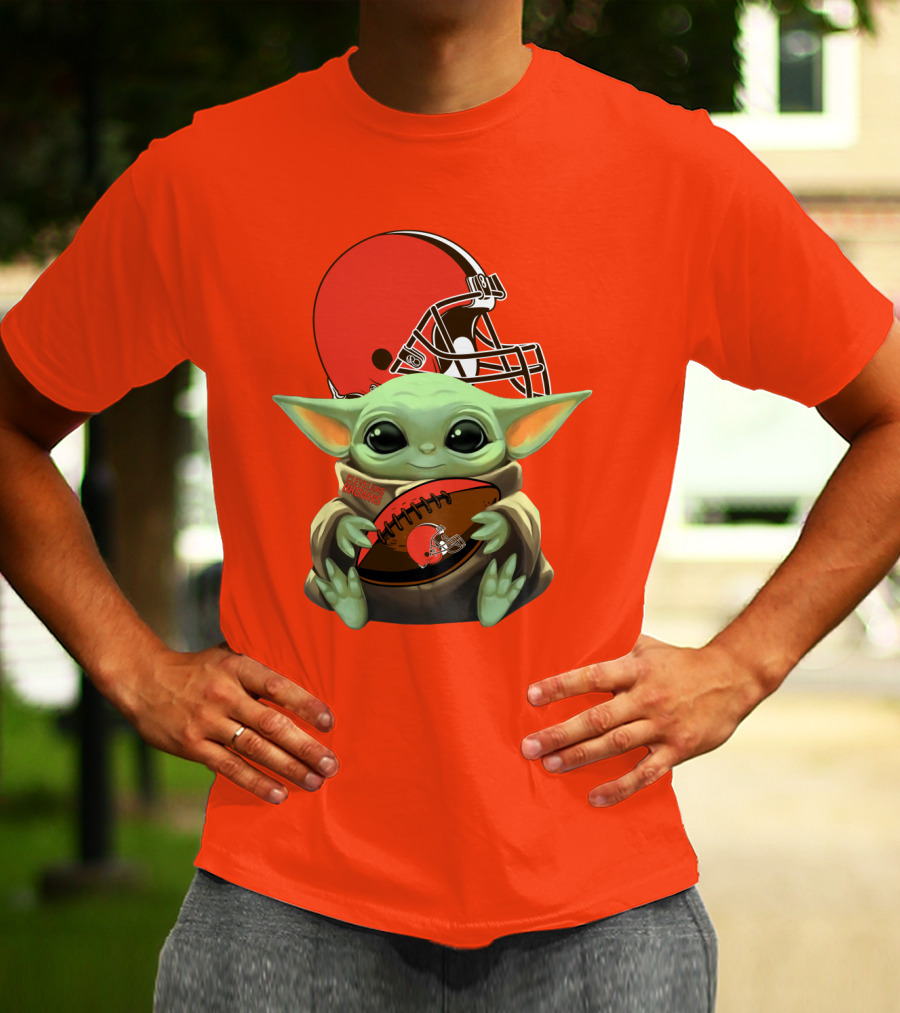 Cleveland Browns Football Baby Yoda T-Shirt