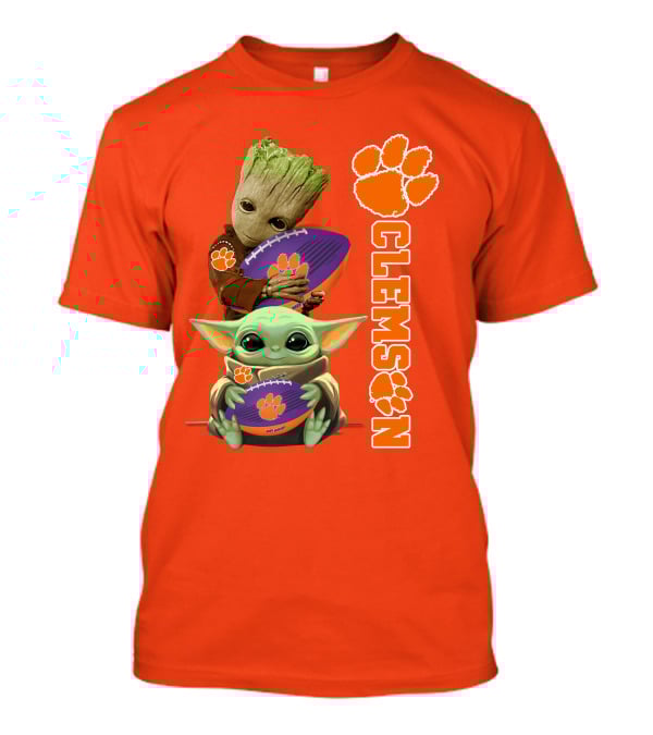 Clemson Football Baby Yoda And Groot T-Shirt