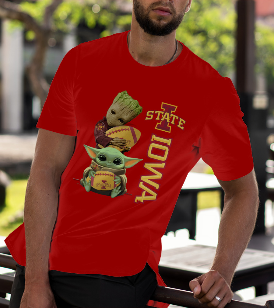 Iowa State Groot And Baby Yoda Football T-Shirt