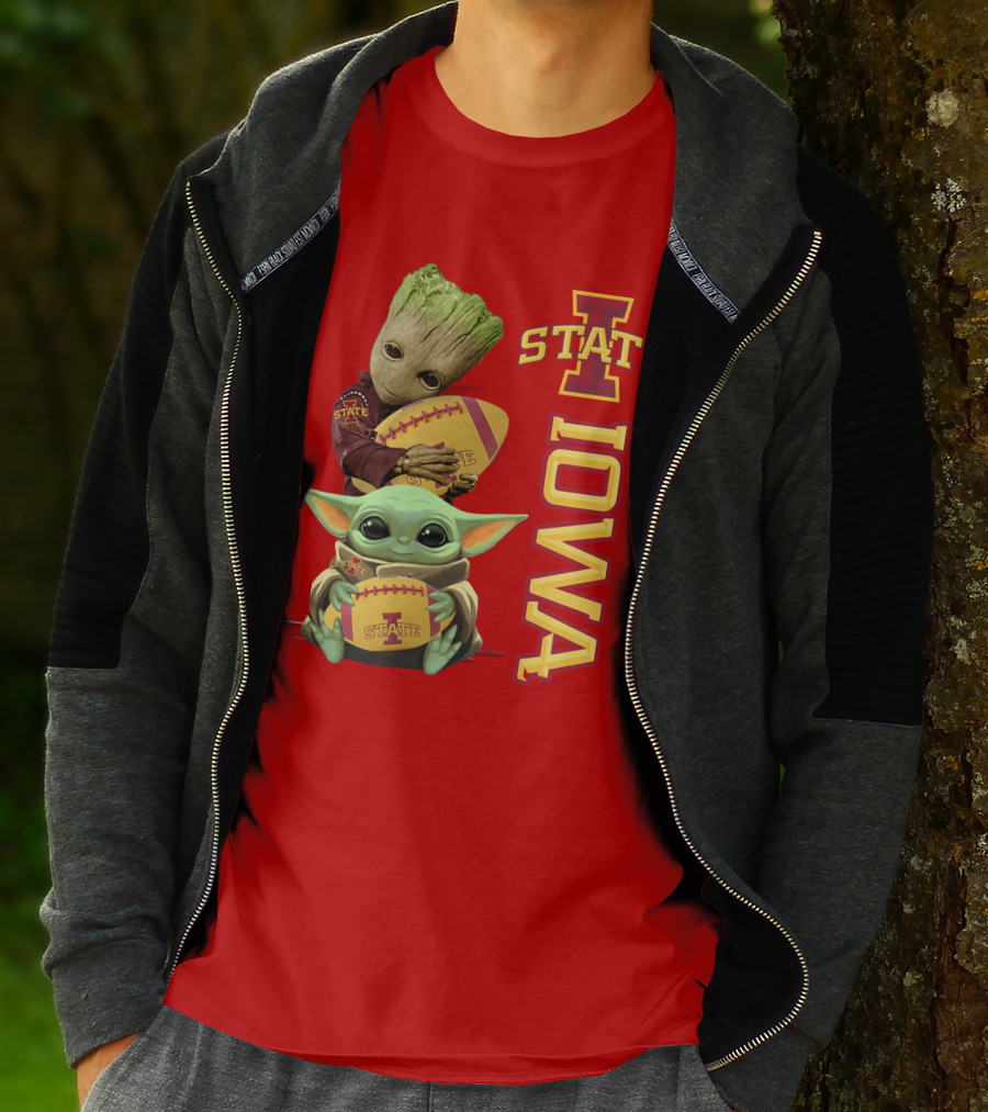 Iowa State Groot And Baby Yoda Football T-Shirt