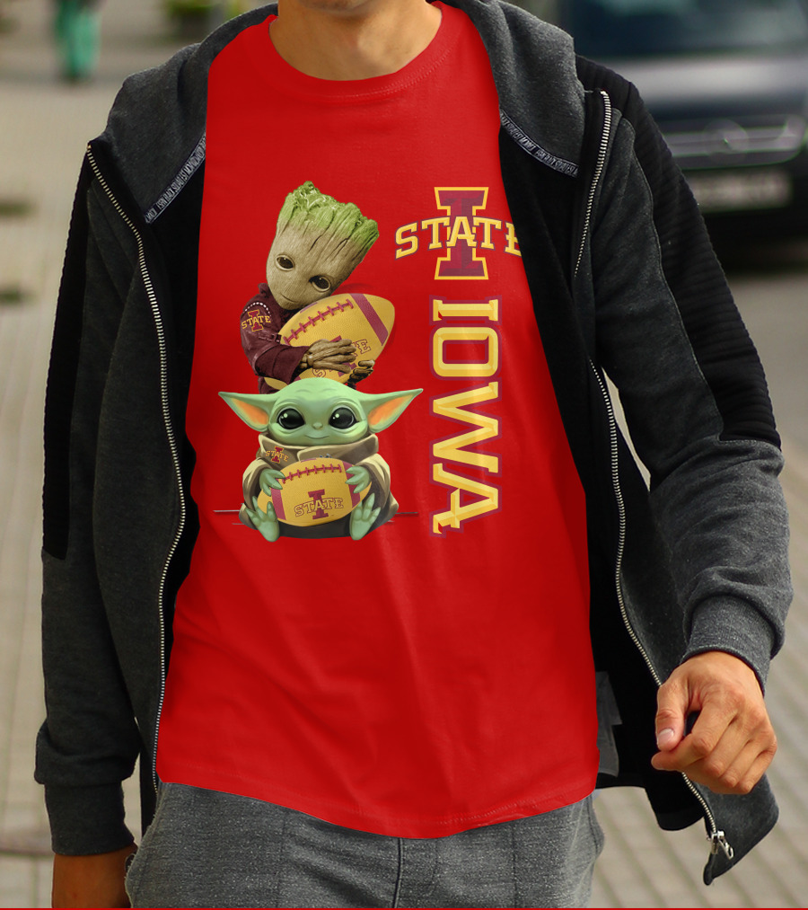 Iowa State Groot And Baby Yoda Football T-Shirt