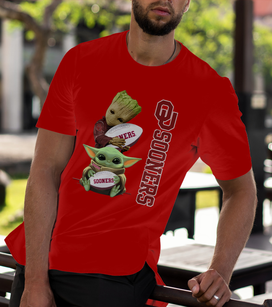 Ou Sooners Groot Baby Yoda Football T-Shirt