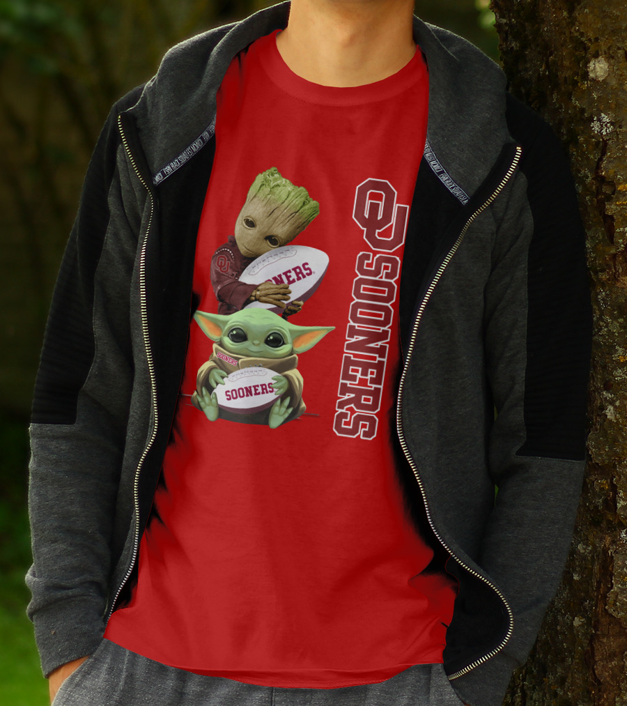 Ou Sooners Groot Baby Yoda Football T-Shirt