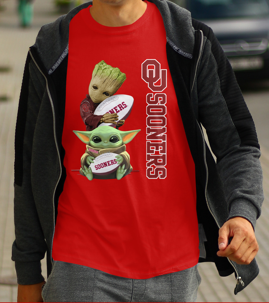 Ou Sooners Groot Baby Yoda Football T-Shirt