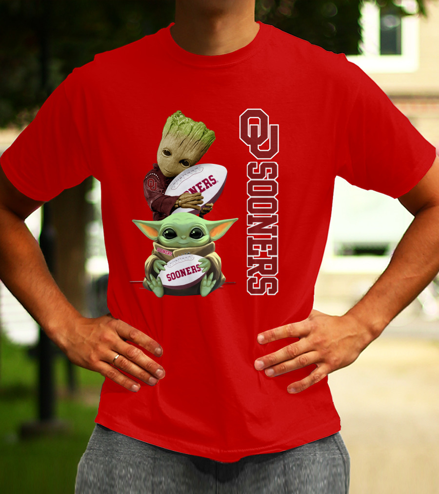 Ou Sooners Groot Baby Yoda Football T-Shirt