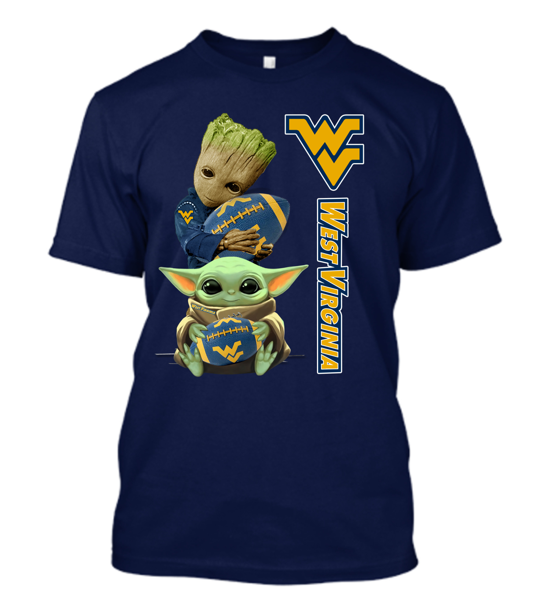 Groot And Baby Yoda West Virginia Mountaineers T-Shirt