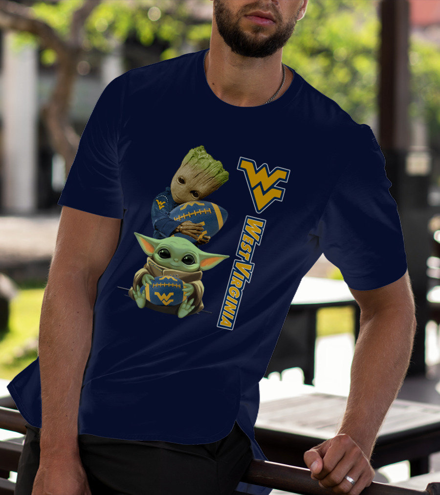 Groot And Baby Yoda West Virginia Mountaineers T-Shirt