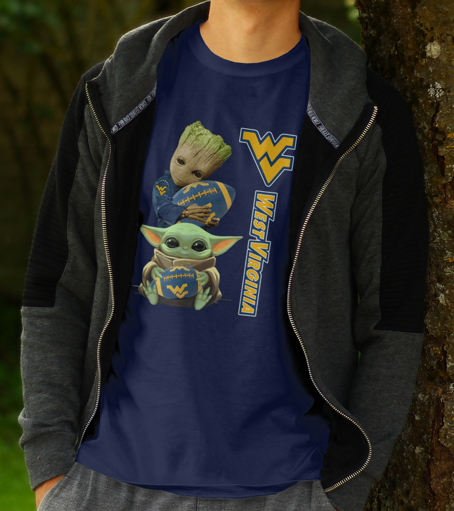 Groot And Baby Yoda West Virginia Mountaineers T-Shirt