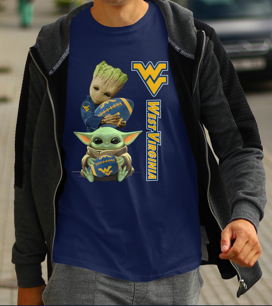 Groot And Baby Yoda West Virginia Mountaineers T-Shirt