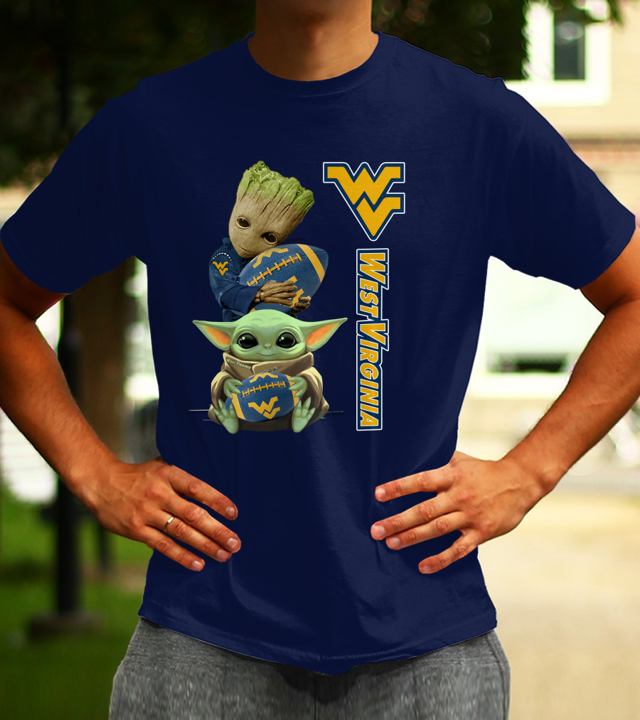 Groot And Baby Yoda West Virginia Mountaineers T-Shirt