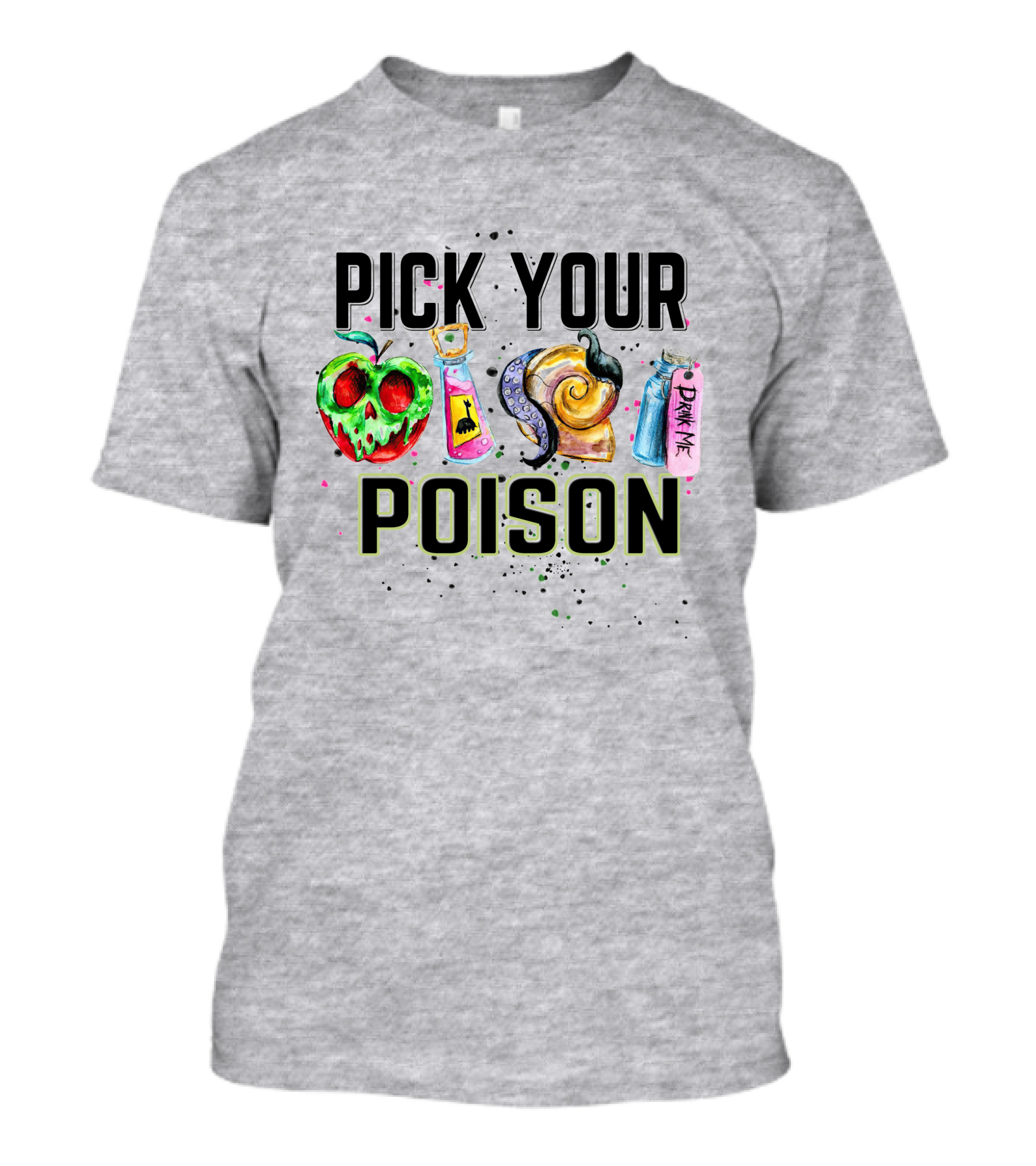 Pick Your Poison Halloween Skull Apple Potion Snail Drink Me T-Shirt