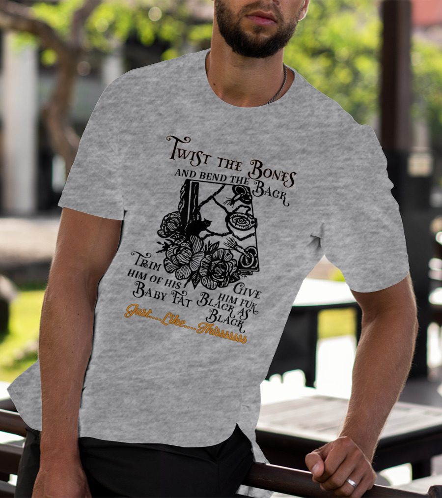 Twist The Bones Black Cat Floral Just Like Thissssss T-Shirt