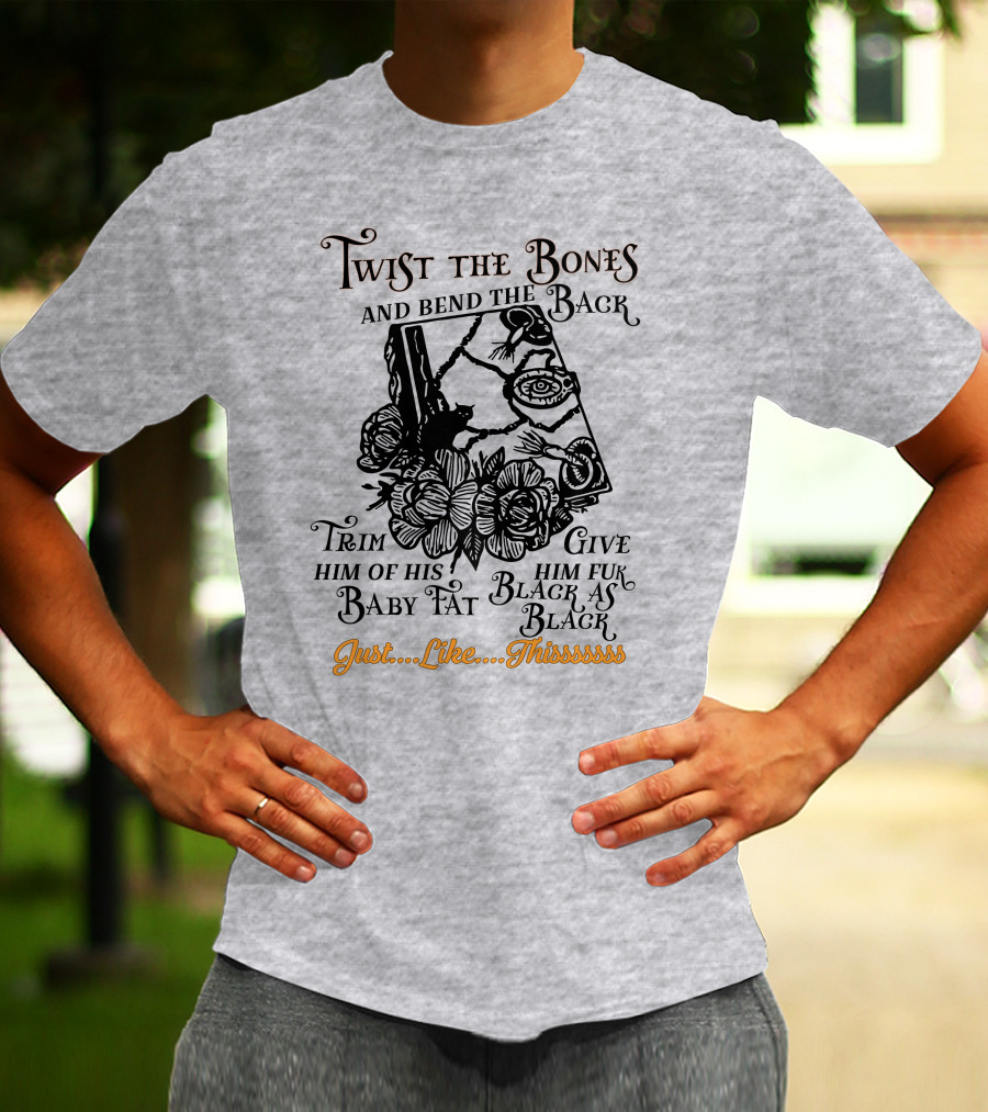 Twist The Bones Black Cat Floral Just Like Thissssss T-Shirt