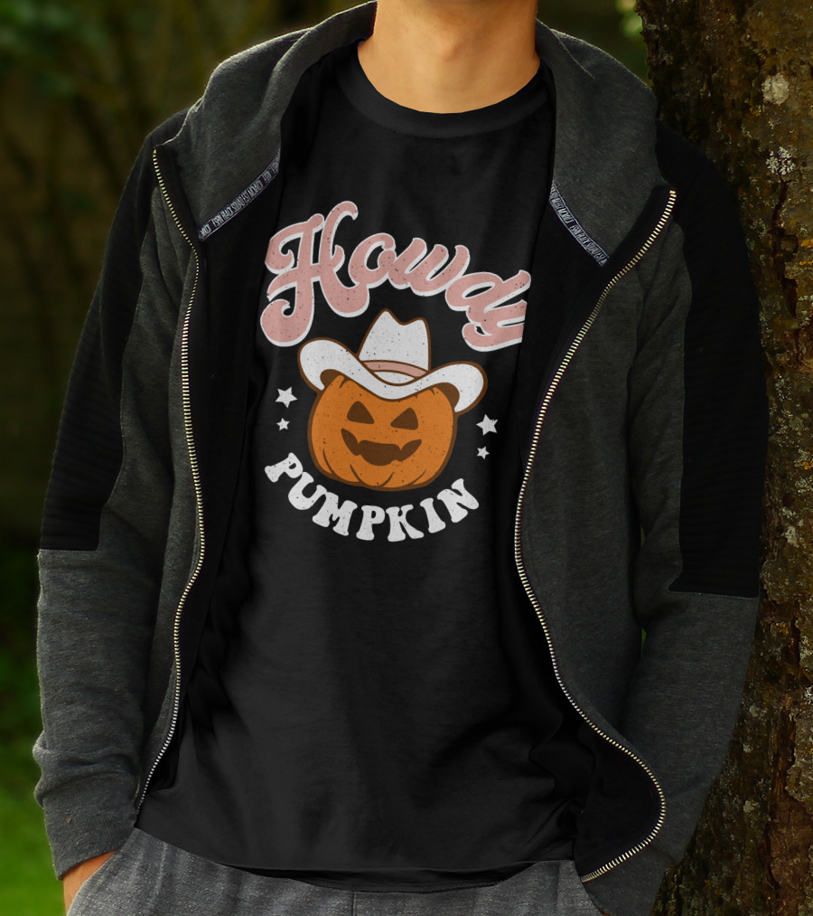 Howdy Pumpkin Halloween Western Cowboy Jack-o'-Lantern T-Shirt