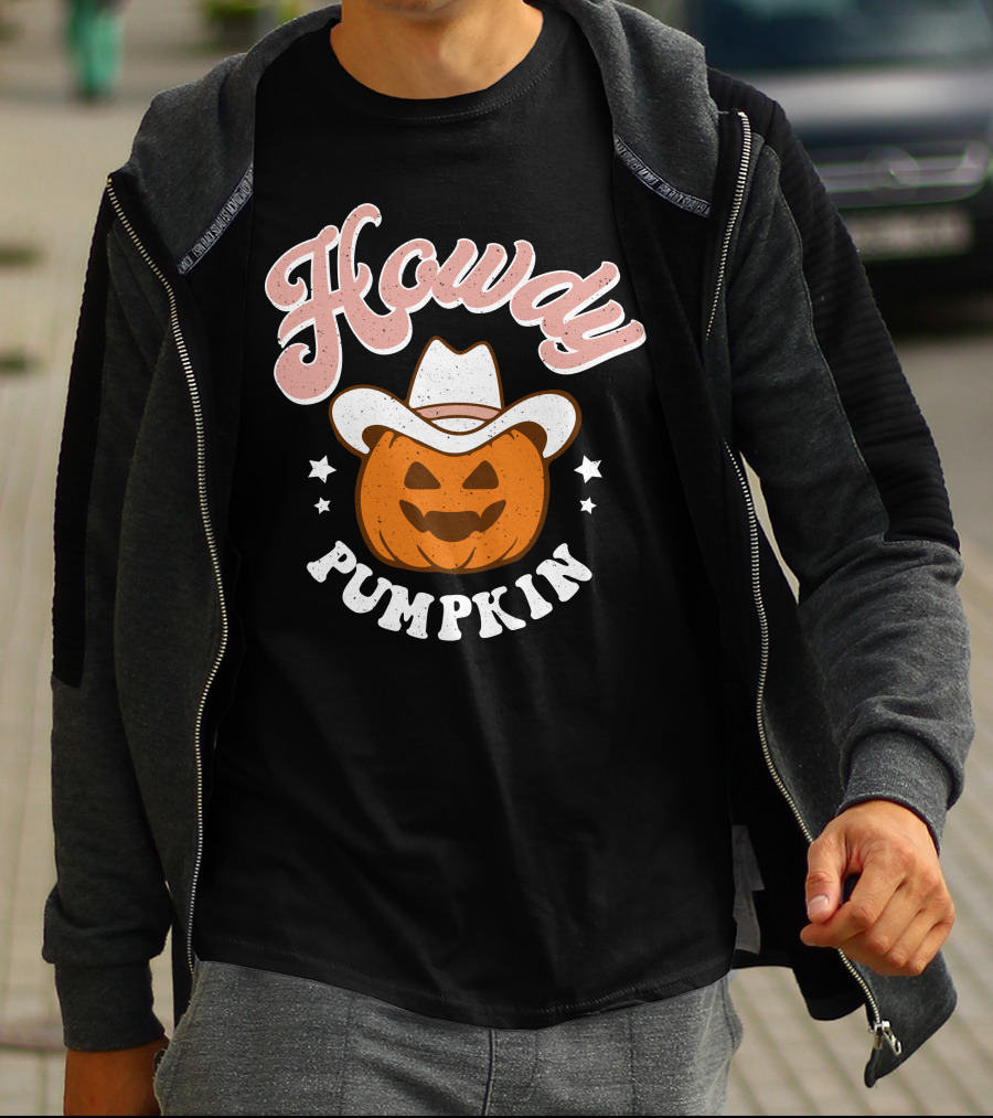 Howdy Pumpkin Halloween Western Cowboy Jack-o'-Lantern T-Shirt