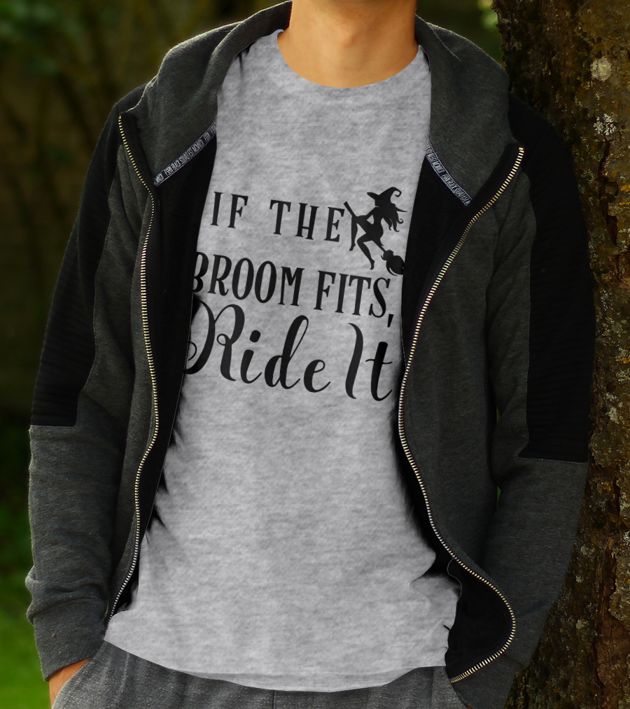 If The Broom Fits Ride It Witch Flying T-Shirt