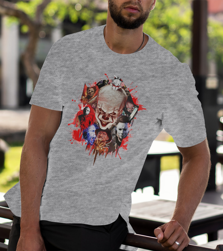 Halloween Killers Pennywise Michael Myers Freddy Krueger Jason Voorhees Jigsaw Horror Icons T-Shirt