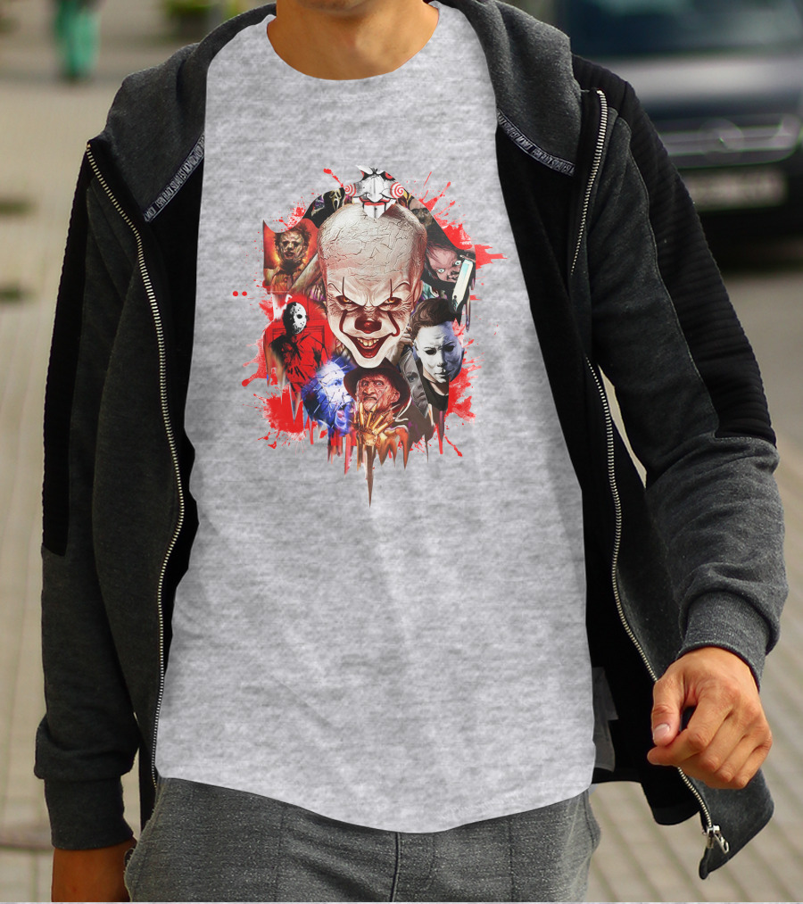 Halloween Killers Pennywise Michael Myers Freddy Krueger Jason Voorhees Jigsaw Horror Icons T-Shirt