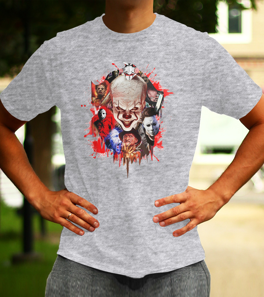 Halloween Killers Pennywise Michael Myers Freddy Krueger Jason Voorhees Jigsaw Horror Icons T-Shirt