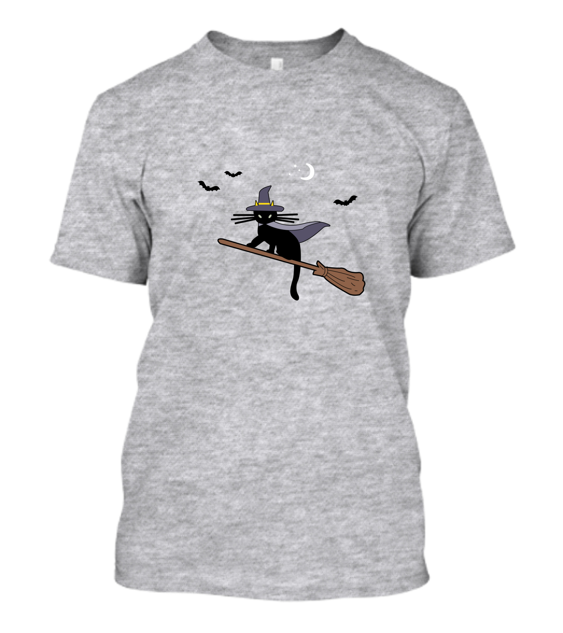 Black Cat Halloween Hocus Pocus Magic Broomstick Bat Lover T-Shirt