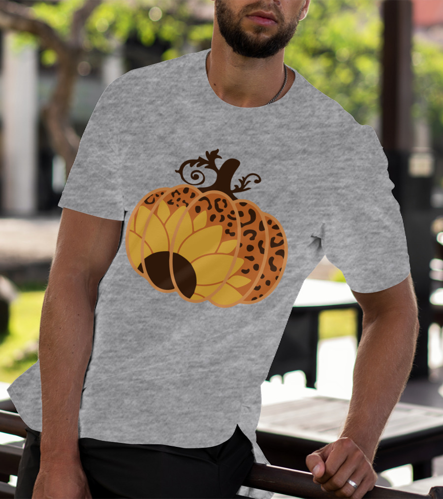 Sunflower Leopard Pumpkin Cheetah Pumpkin T-Shirt