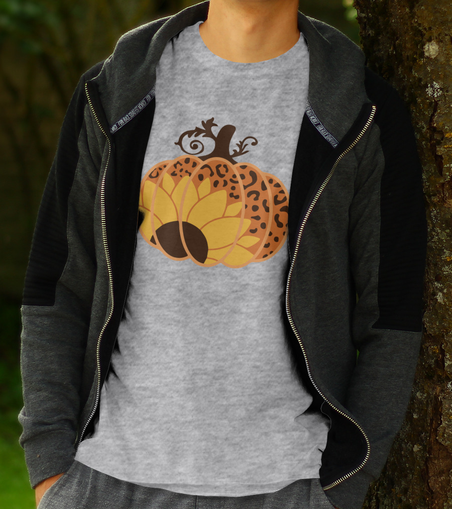 Sunflower Leopard Pumpkin Cheetah Pumpkin T-Shirt