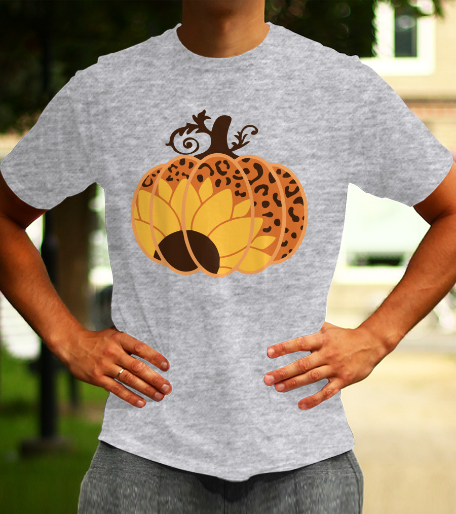 Sunflower Leopard Pumpkin Cheetah Pumpkin T-Shirt