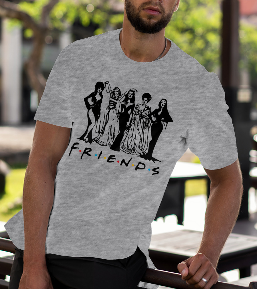 Horror Friends Squad Gothic Icons In Classic TV Show T-Shirt