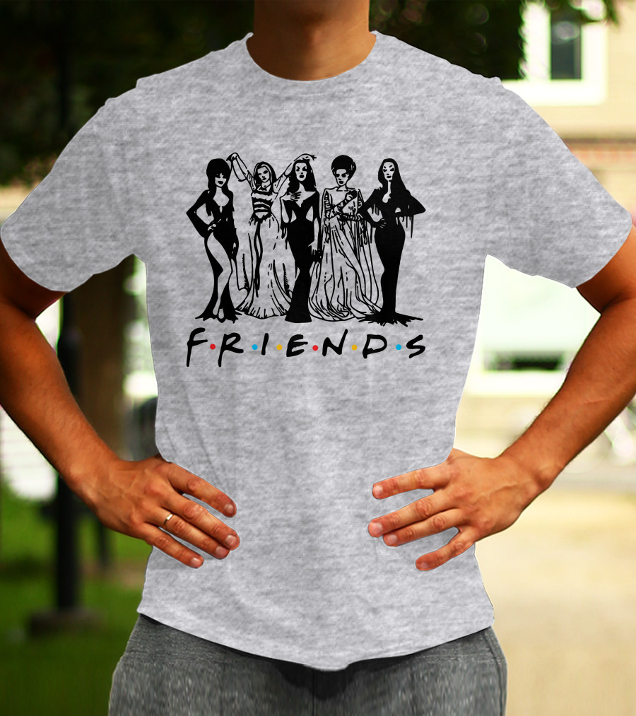 Horror Friends Squad Gothic Icons In Classic TV Show T-Shirt