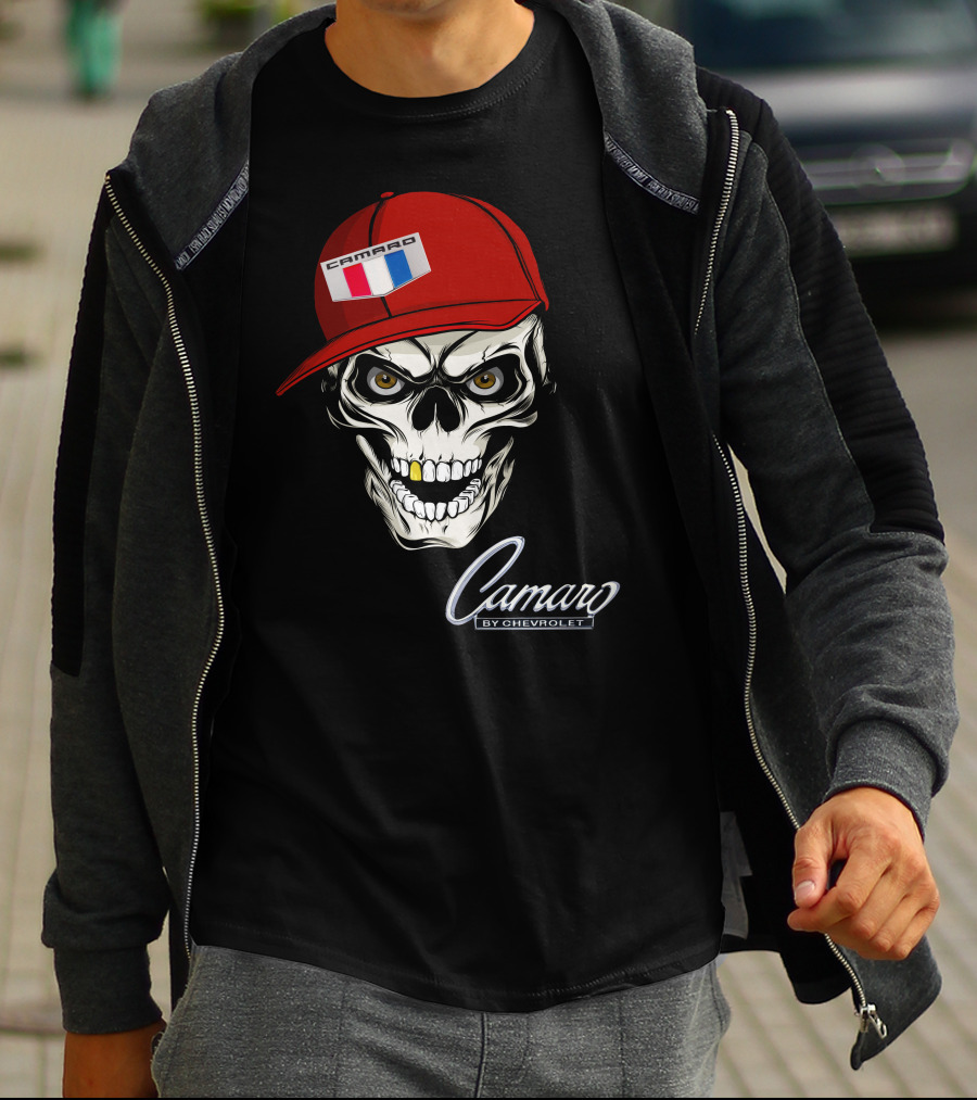Camaro Skull With Red Cap By Chevrolet T-Shirt