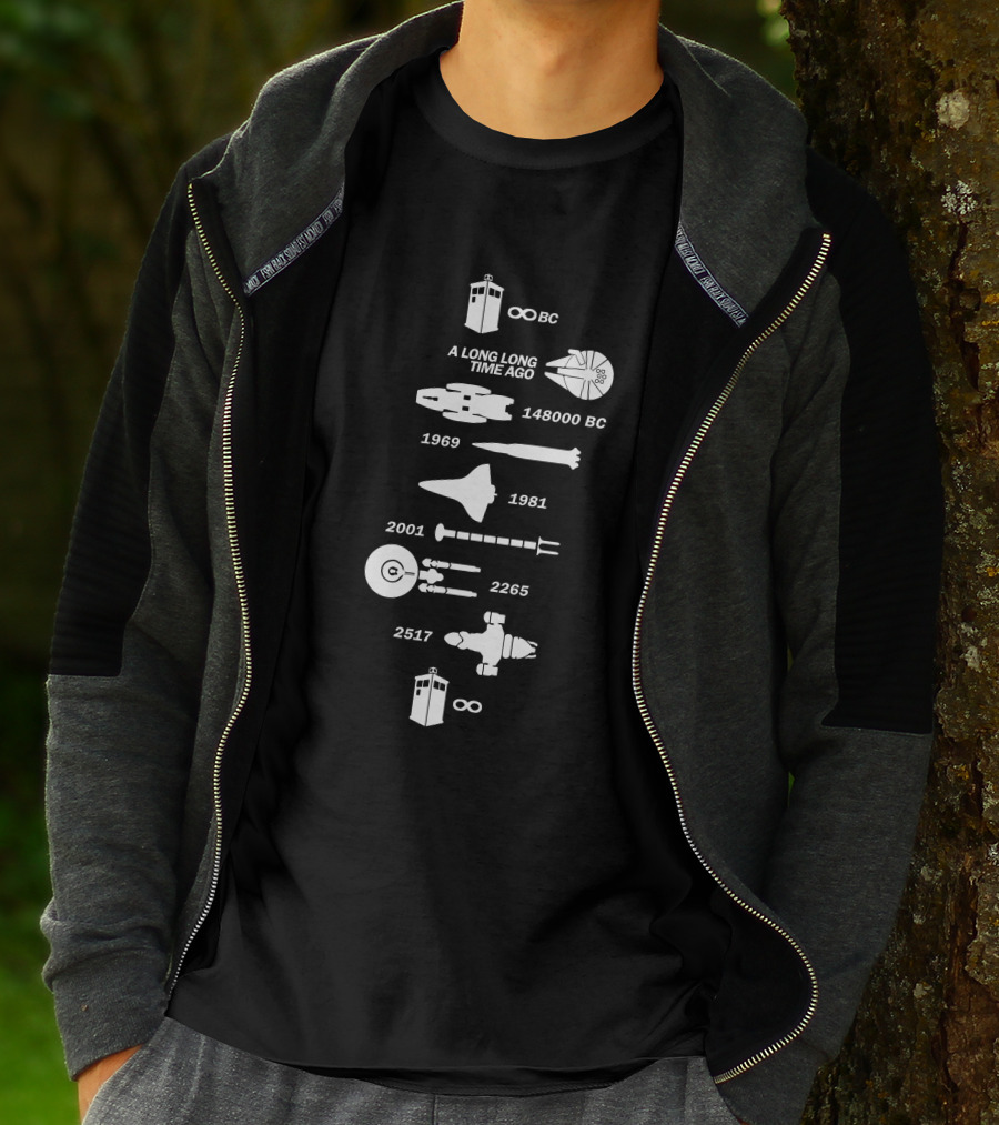 A Long Long Time Ago Spaceship Timeline 148000 BC 1969 1981 2001 2265 2517 Infinity T-Shirt