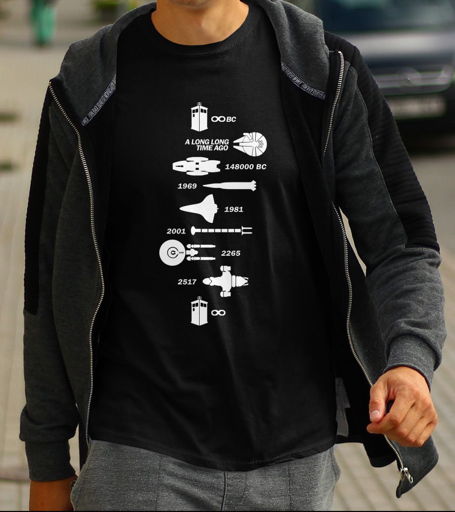 A Long Long Time Ago Spaceship Timeline 148000 BC 1969 1981 2001 2265 2517 Infinity T-Shirt