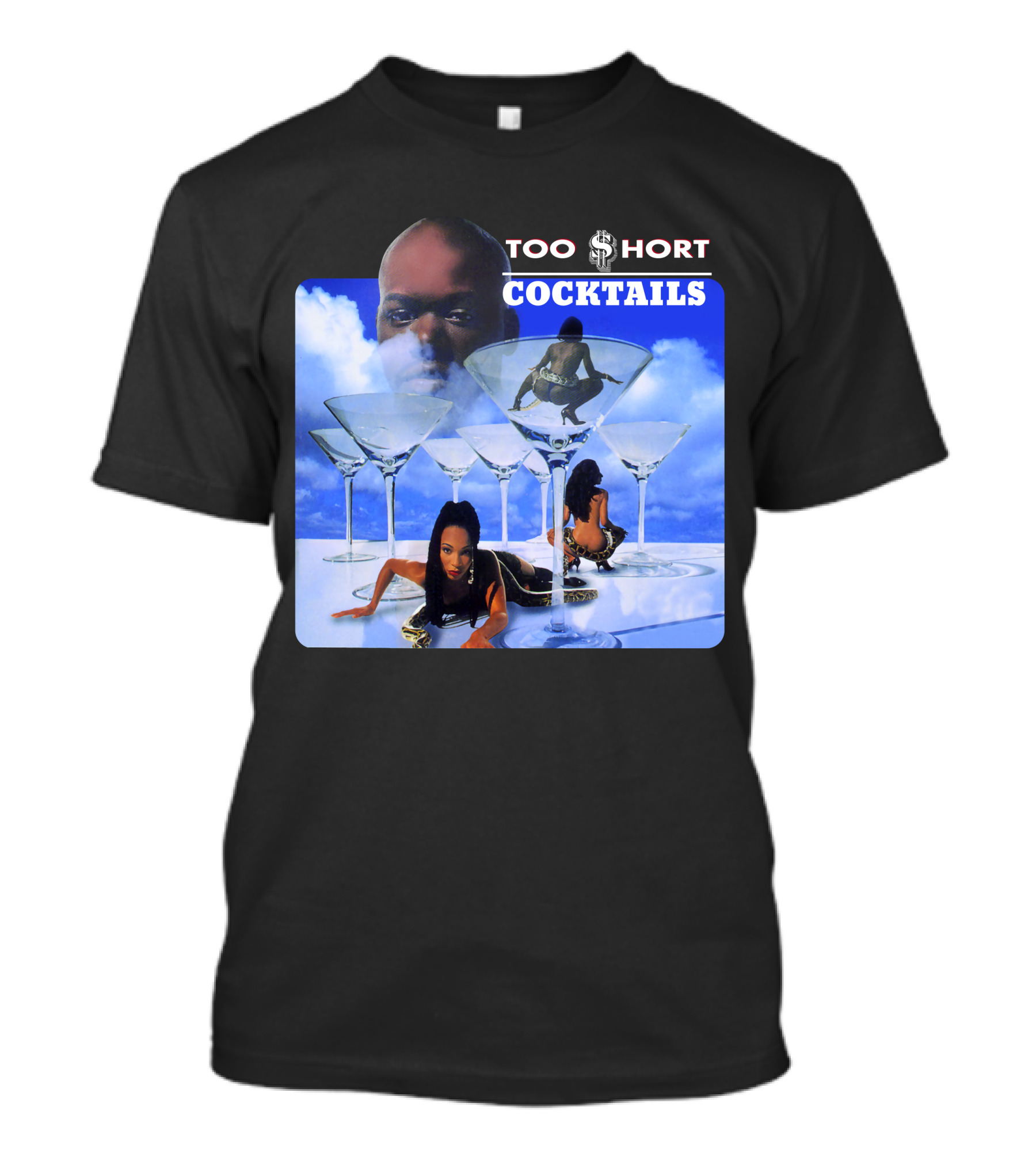 Too Short Cocktails Album Cover Sky And Martini Glasses T-Shirt