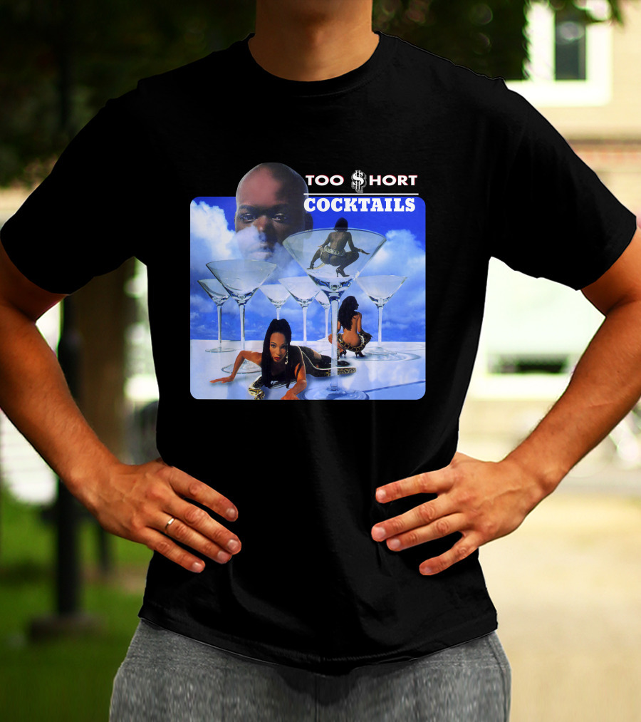 Too Short Cocktails Album Cover Sky And Martini Glasses T-Shirt