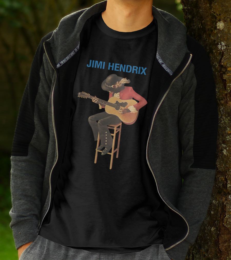 Jimi Hendrix Acoustic Guitar Stool Session T-Shirt
