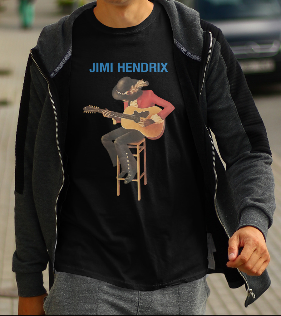 Jimi Hendrix Acoustic Guitar Stool Session T-Shirt