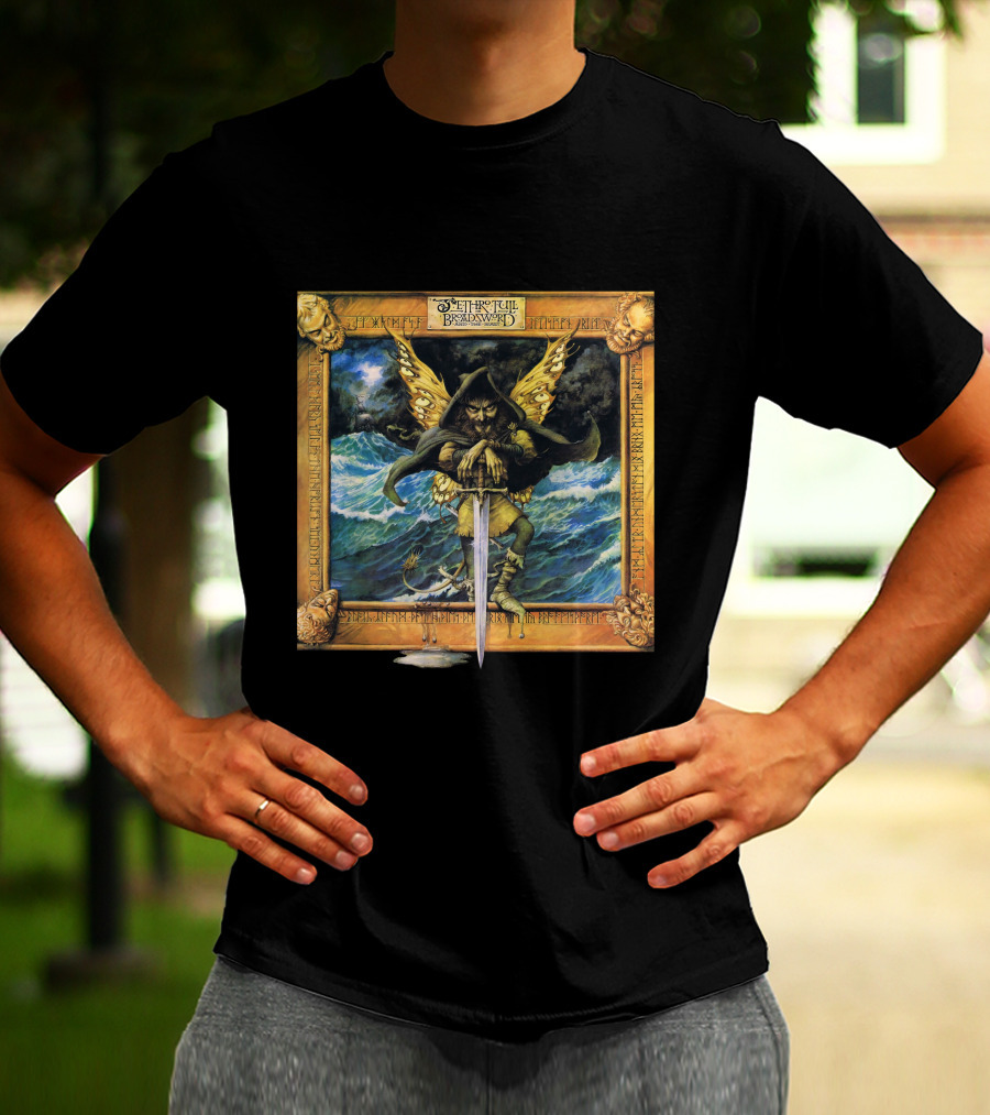 Jethro Tull Broadsword And The Beast Album Art With Hooded Figure And Ocean Waves T-Shirt