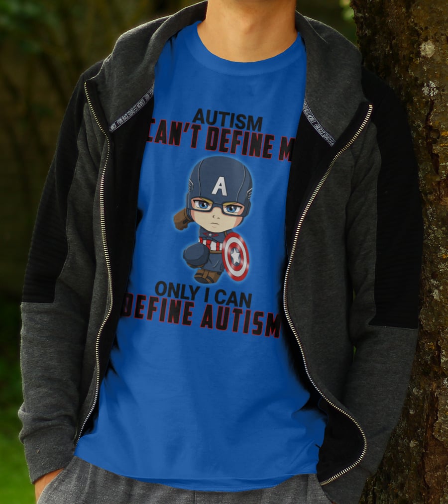 Autism Can't Define Me Only I Can Define Autism Captain Shield Character T-Shirt