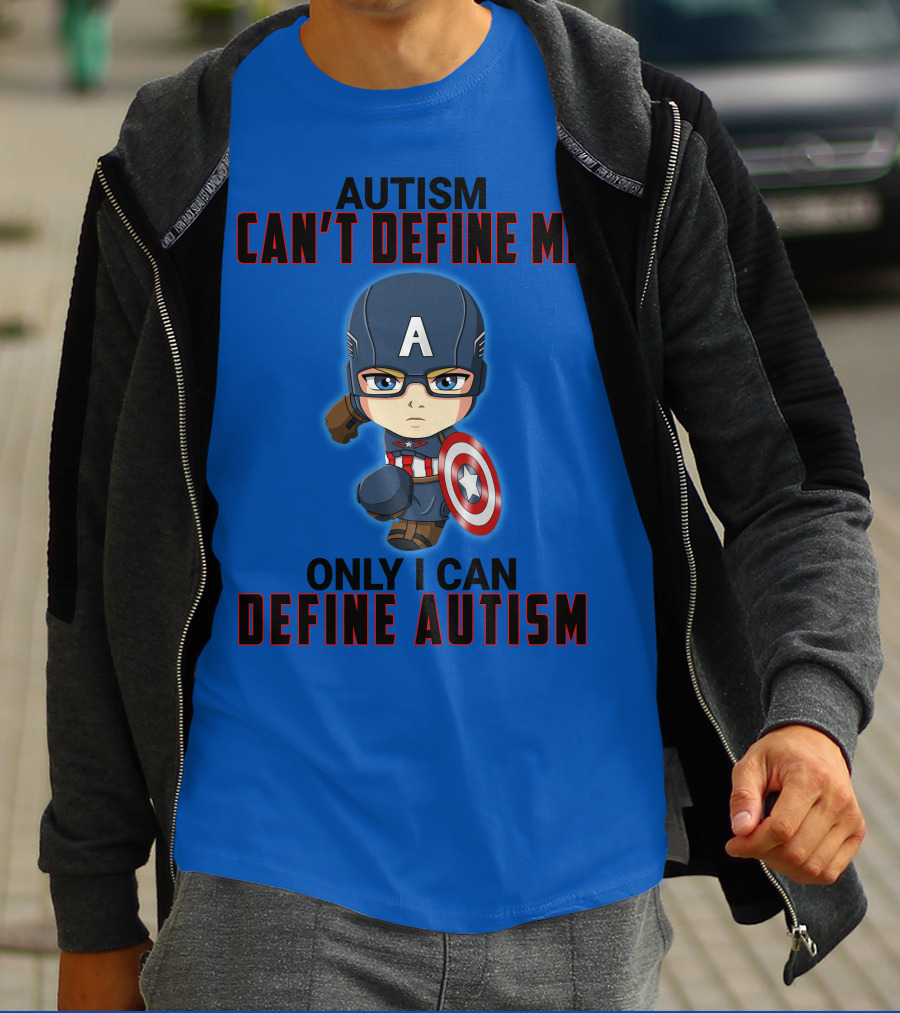 Autism Can't Define Me Only I Can Define Autism Captain Shield Character T-Shirt