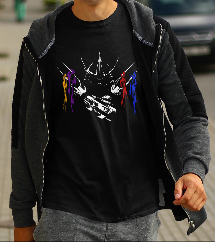 Shredder With Purple Red Blue Masked Ninjas T-Shirt