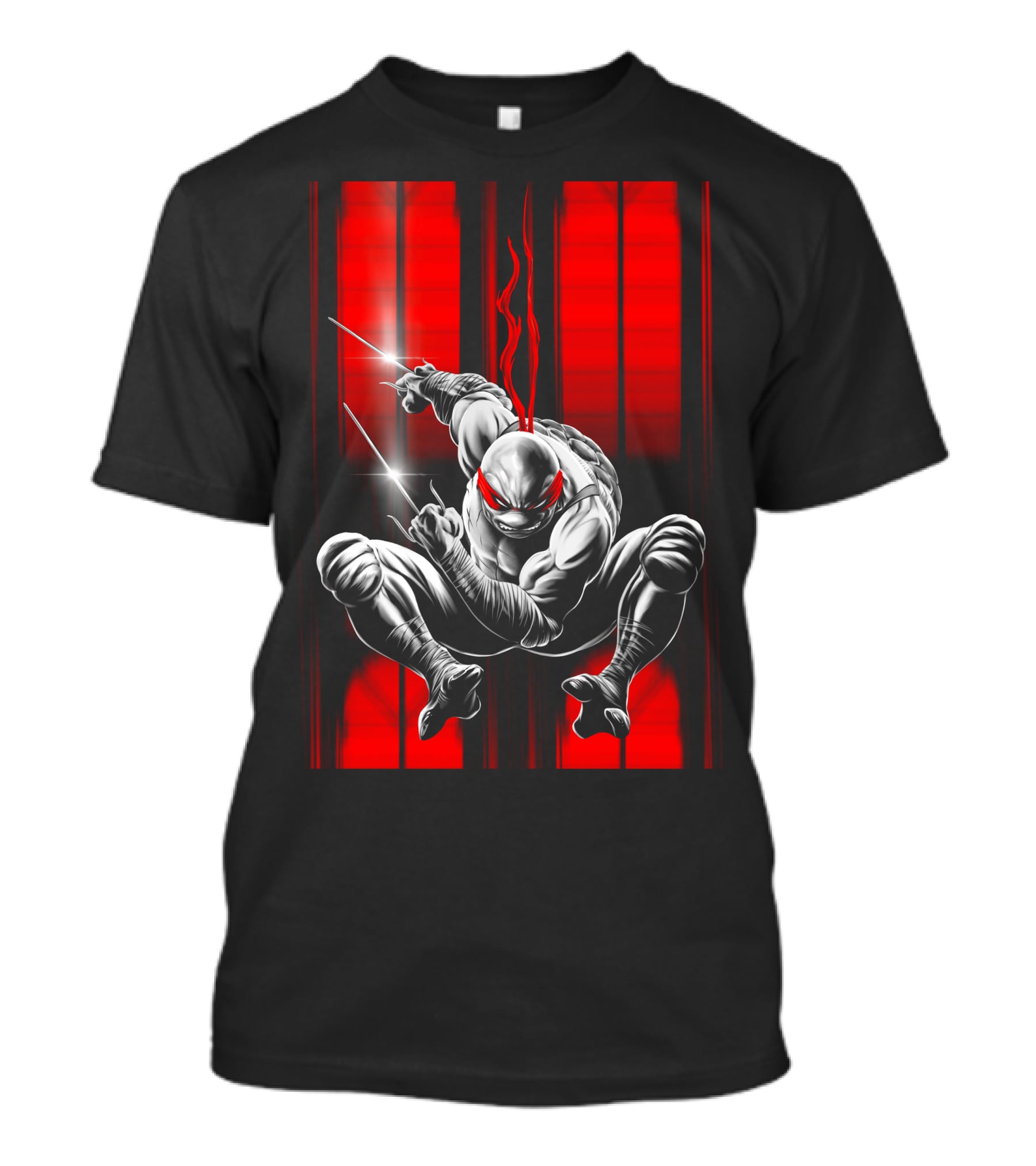 Raphael Ninja Turtle Red Bandana Sais Black And Red Stripes T-Shirt