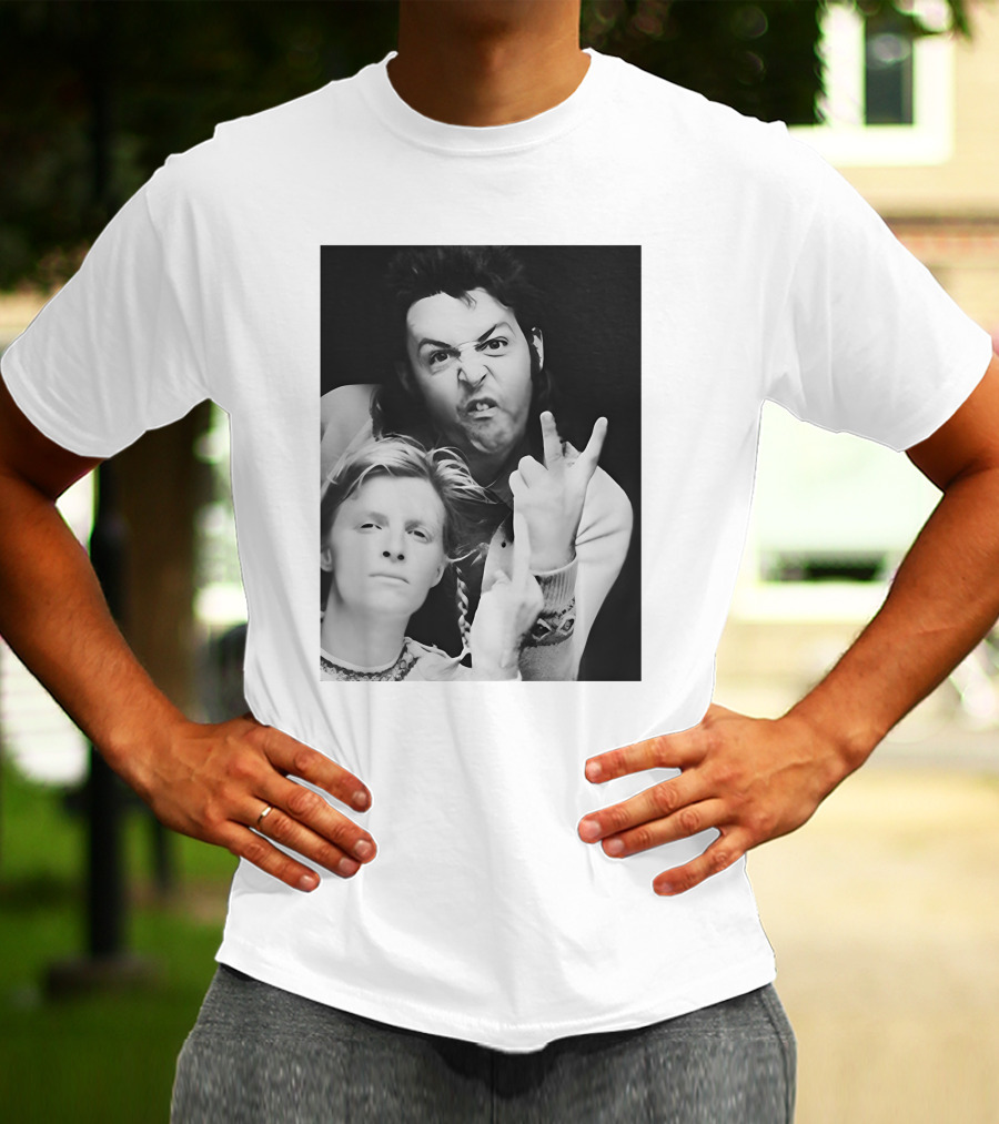 Paul Linda Wings Over Europe V Iconic Rock Duo Black White Photographic T-Shirt