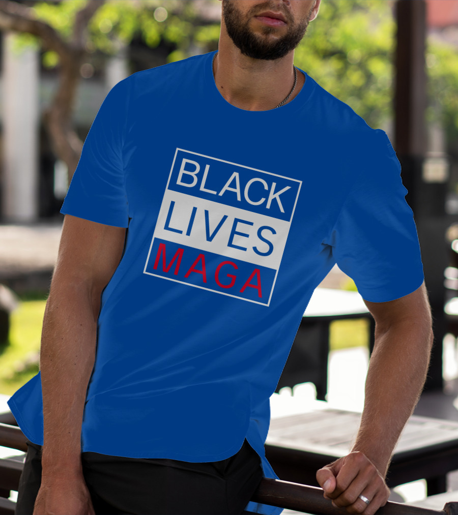 Black Lives Maga Textual Logo Design In Blue White And Red T-Shirt