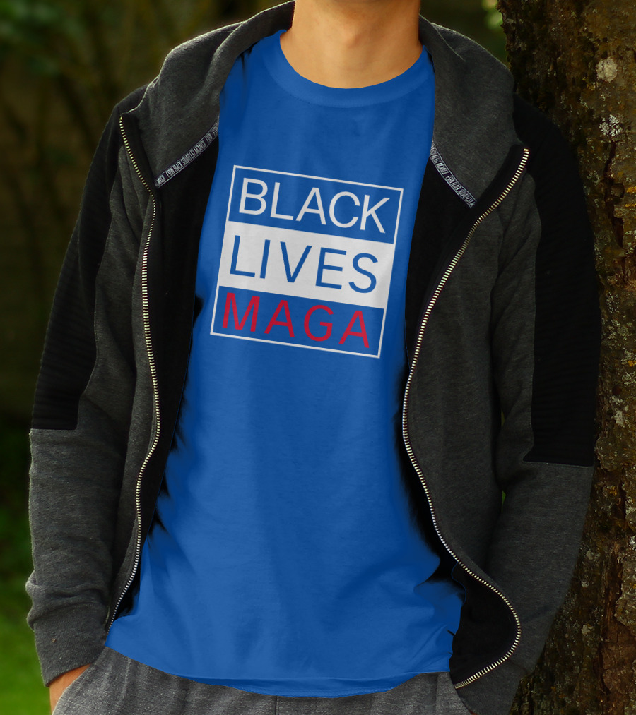 Black Lives Maga Textual Logo Design In Blue White And Red T-Shirt