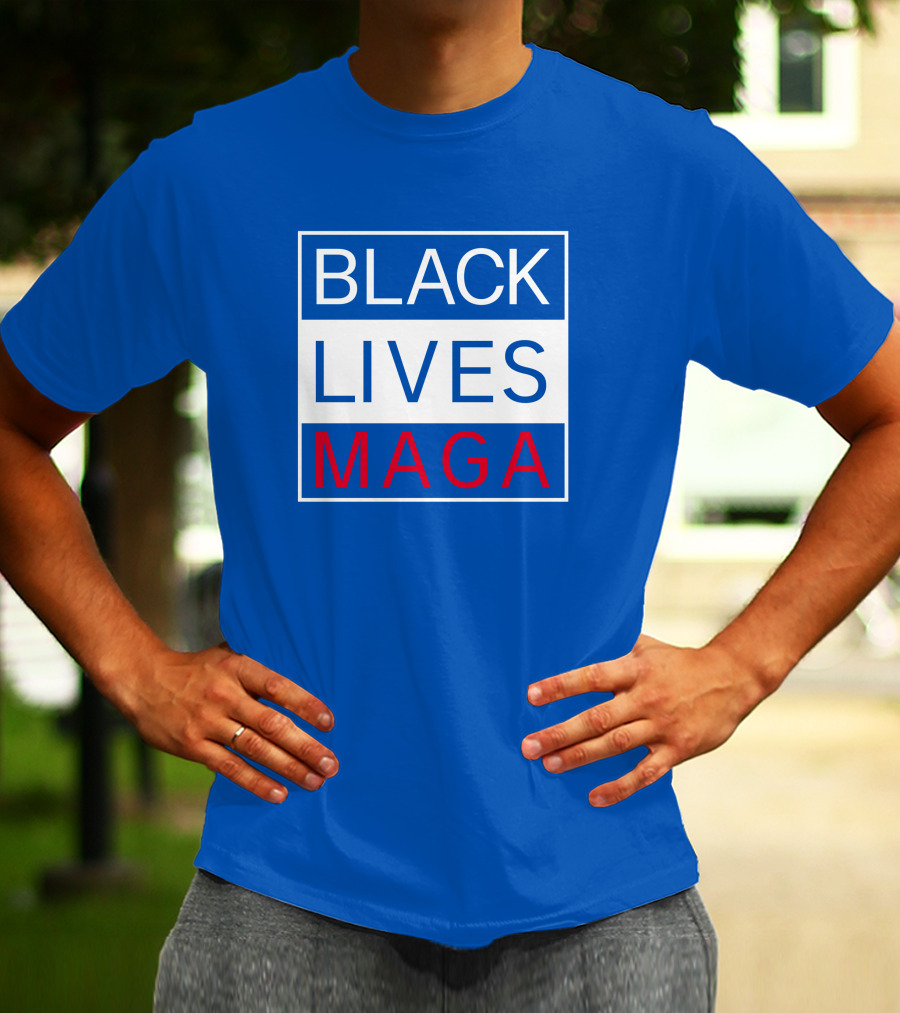 Black Lives Maga Textual Logo Design In Blue White And Red T-Shirt